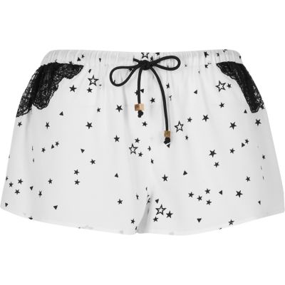 White star print lace pyjama shorts